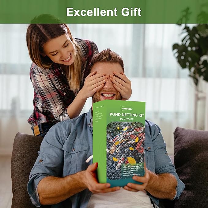 Pond Netting, Pond Netting for Koi Ponds 15 x 20 FT Pond Net, Heavy Duty Woven Fine Mesh Pond Garden Pool Netting Kit for Leaves to Catch Leaves and Debris, Protects Koi Fish from Birds Cats Predators