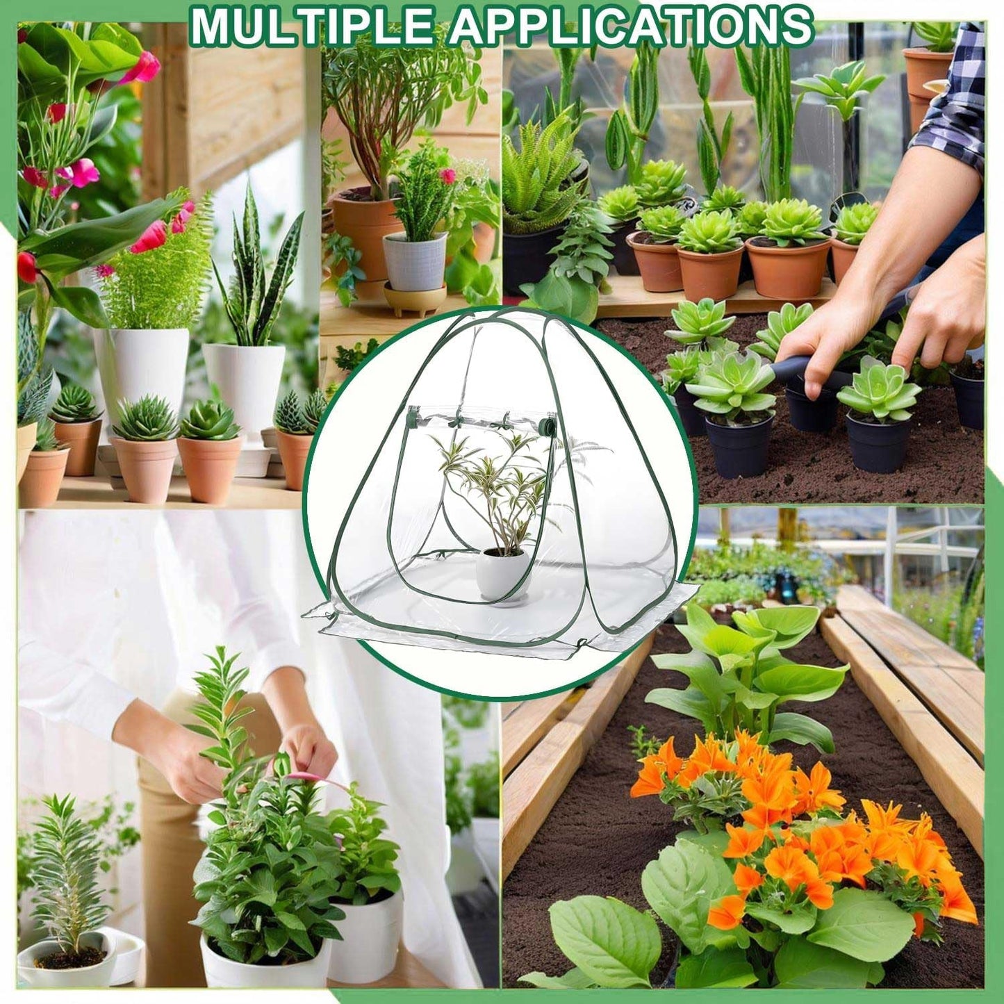 Plant Mini Greenhouse Pop Up Transparent Greenhouse Freeze Protection PVC Plant Cover with Roll-up Zipper Entry Doors for Indoor and Outdoor Gardens Protecting Plant from Cold Frost(PVC, 28x28x32in)