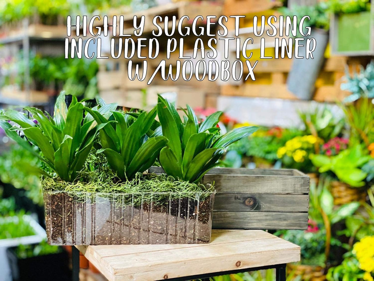 Wooden Planter Box, Rustic Barn Wood/Whitewash with Plastic Liner l Garden Decor l Restaurant and Wedding Decorations l Table Centerpiece (12x4 Set of 4, Burned Wood)