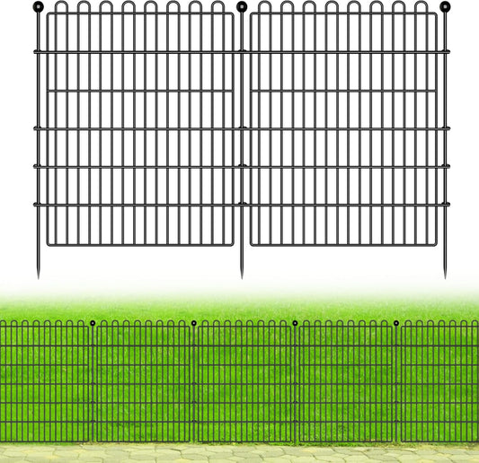 5 Panels No Dig Decorative Garden Fence for Yard, 32 in(H) X 11.8 ft(L) Animal Barrier Fencing for Outdoor Dog, Metal Portable Garden Fences for Borders, Pets, Landscape, Temporary Fence