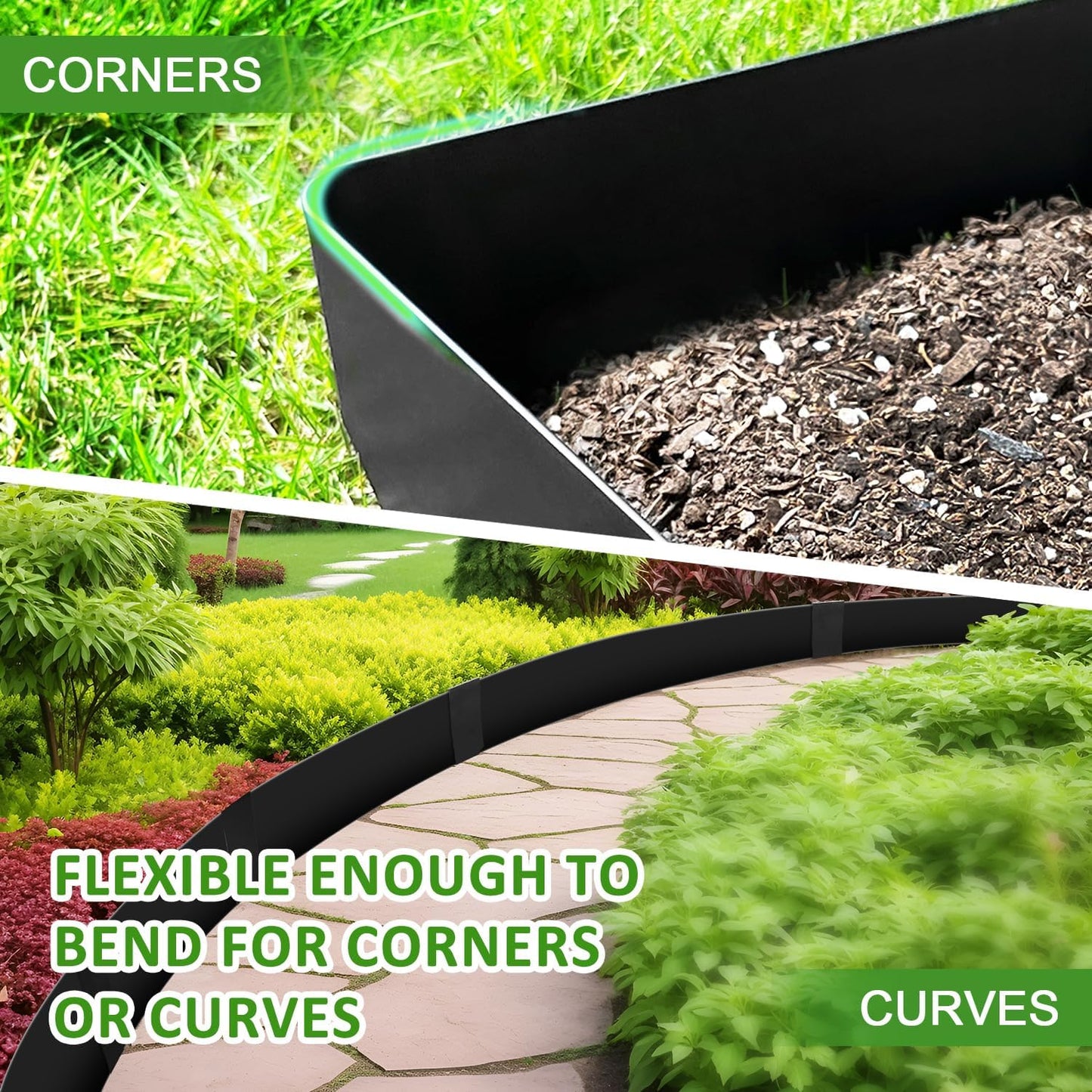 Hugeleaf Metal Landscape Edging, 40” L x 4.5” H Metal Edging for Landscaping with 7Pcs Stakes, Metal Garden Edging Pack of 6 (20 Feet Total Length)