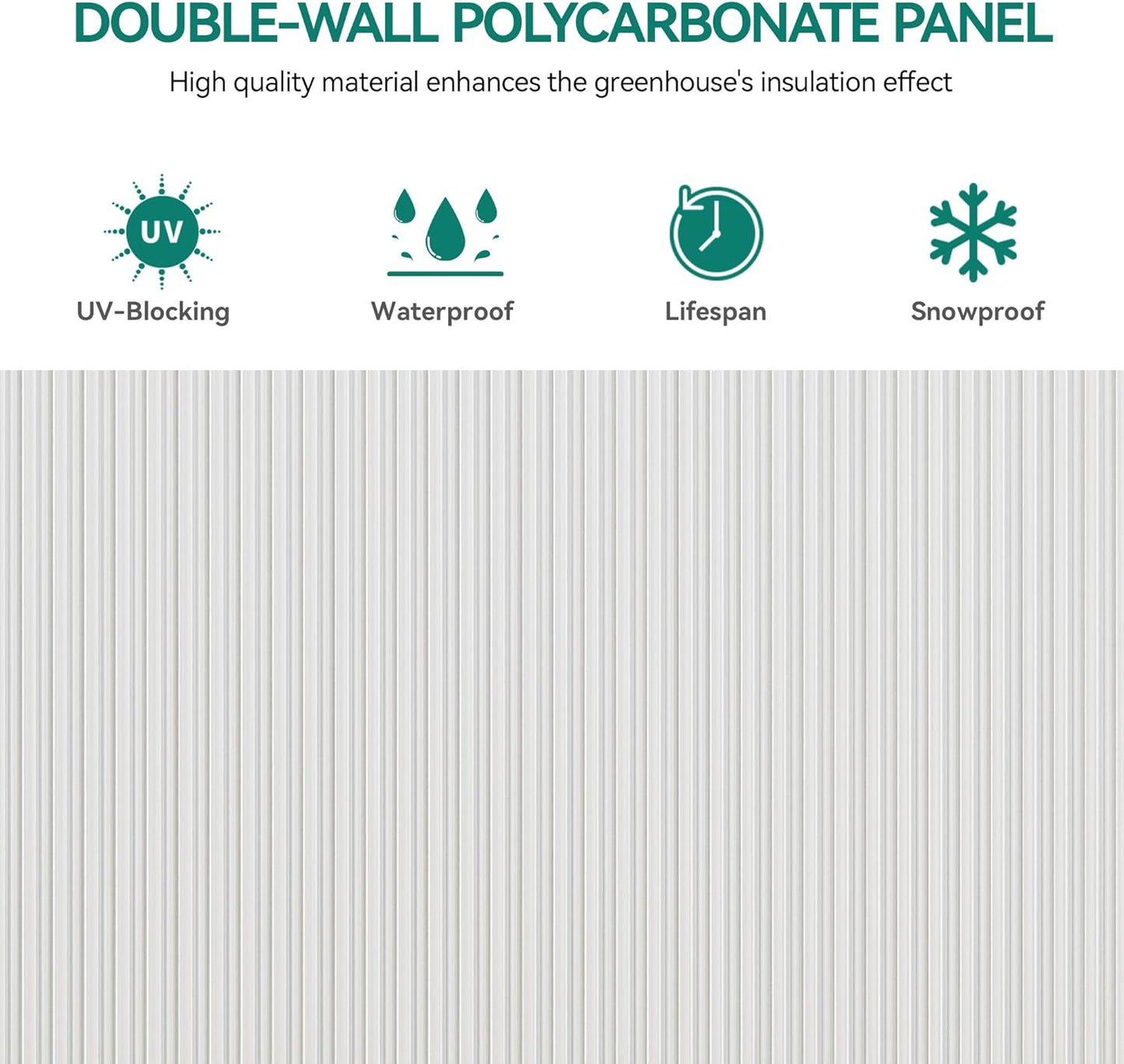 YITAHOME 8x12FT Polycarbonate Greenhouse Large Heavy Duty Green Houses Outdoor Aluminum Greenhouses with Sliding Doors Vent Window Premium Walk-in Greenhouse for Garden Backyard, Sliver