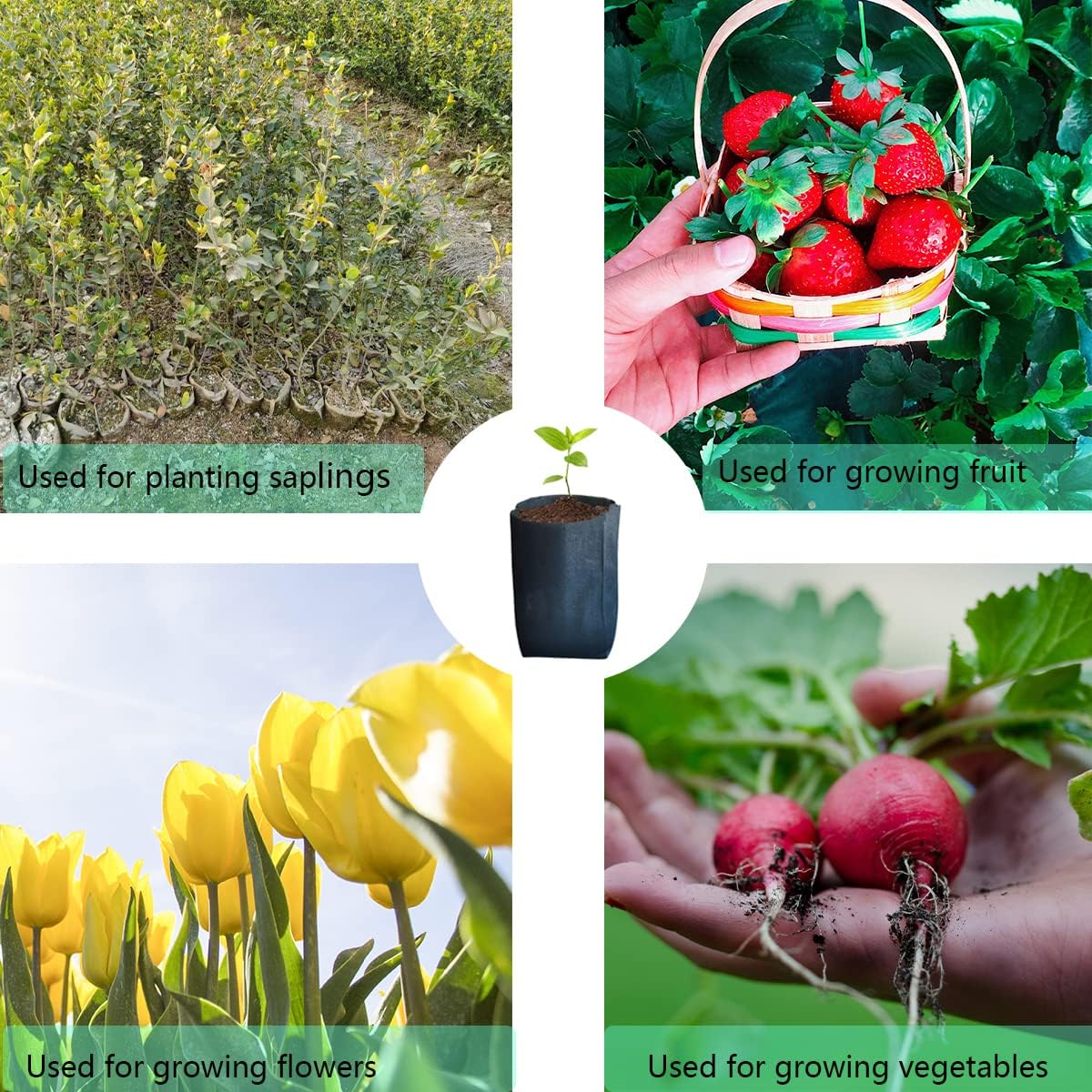 gardtree Plant Nursery Bags 5.5" * 6.3" 400PCS, Non-Woven Plant Grow Bags Fabric Seedling Starter Bags for Vegetable Flower Fruit Saplings Tree, Home Garden Supply