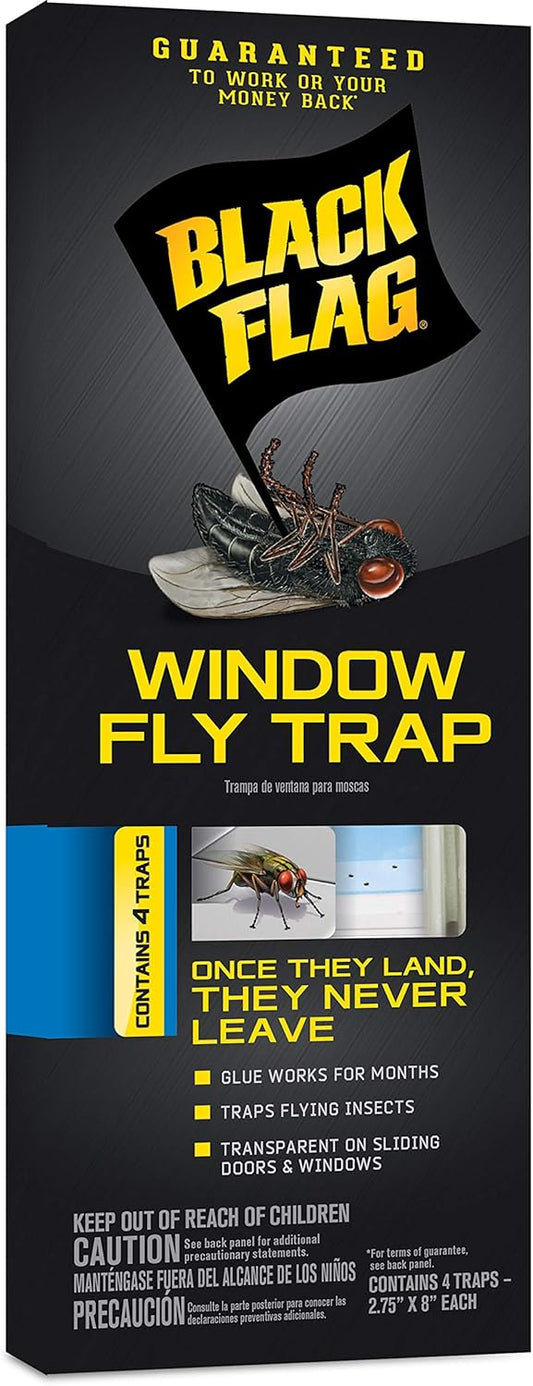 Black Flag Window Fly Trap, Transparent Glue Traps 4 Count