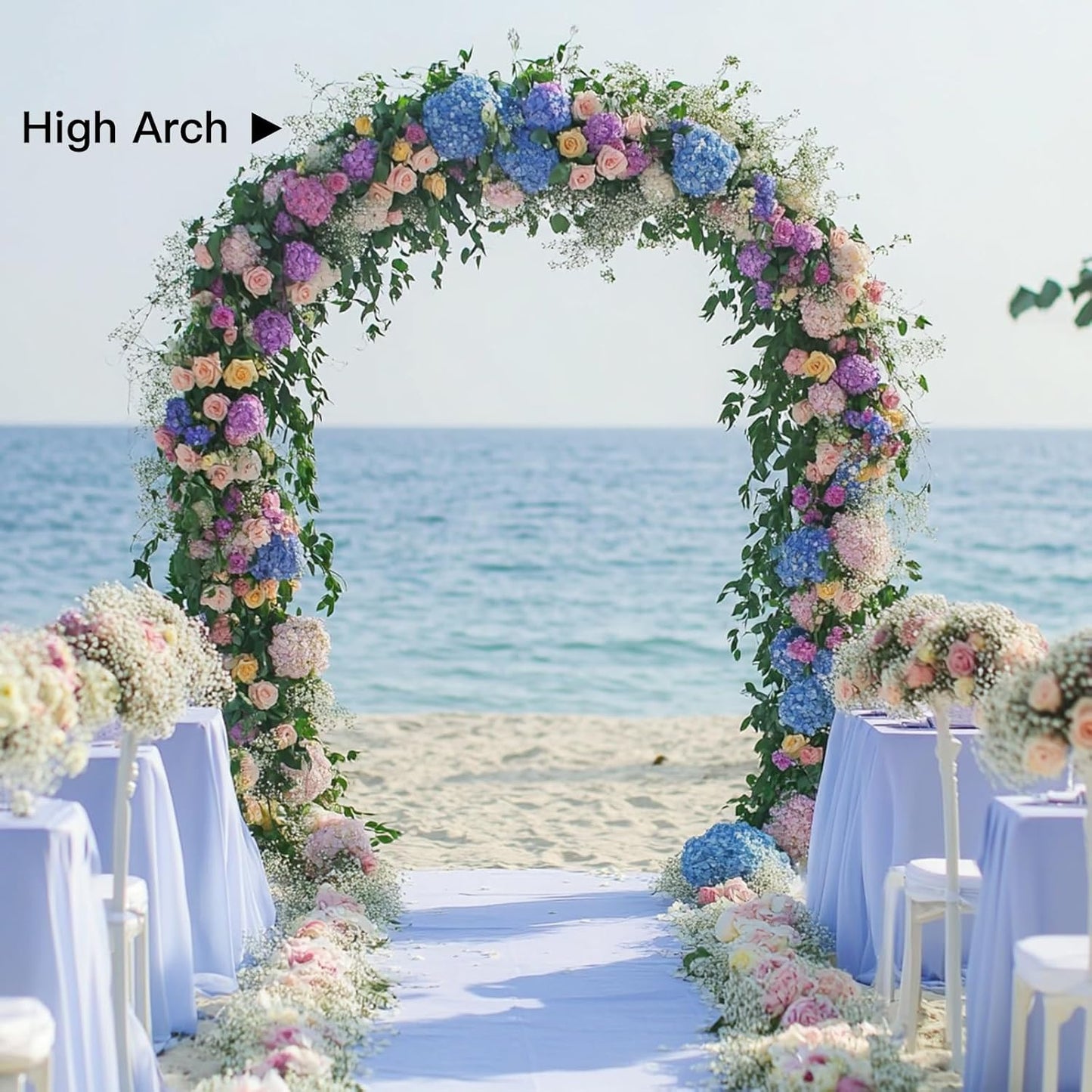 RUBFAC 94" Metal Wedding Arch Frame, White Garden Trellis for Climbing Plants Outdoor, Garden Arbors and Arches Party Archway for Flower Rose Vines Birthday Bridal Christmas Decoration