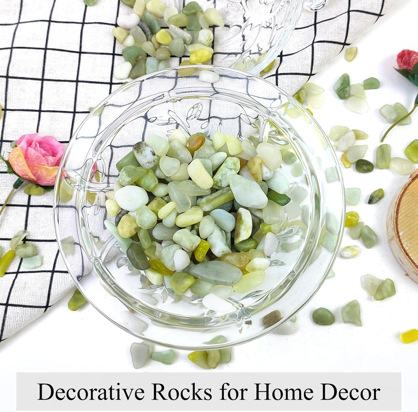 5 lbs Jade Gravel Small Pebbles for Indoor Plants, Decorative Rocks for Plants Succulents Cactus Bamboo Vases Filler and Potted Drainage Gravel