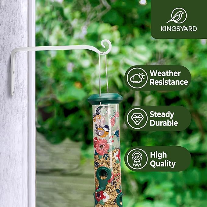 Kingsyard 2-Pack Wall Plant Hanger Outdoor - Heavy Duty Metal Hanging Bracket Hooks for Hanging Plant Bird Feeders Lanterns Wind Chimes Outdoor & Indoor, 15-Inch/White