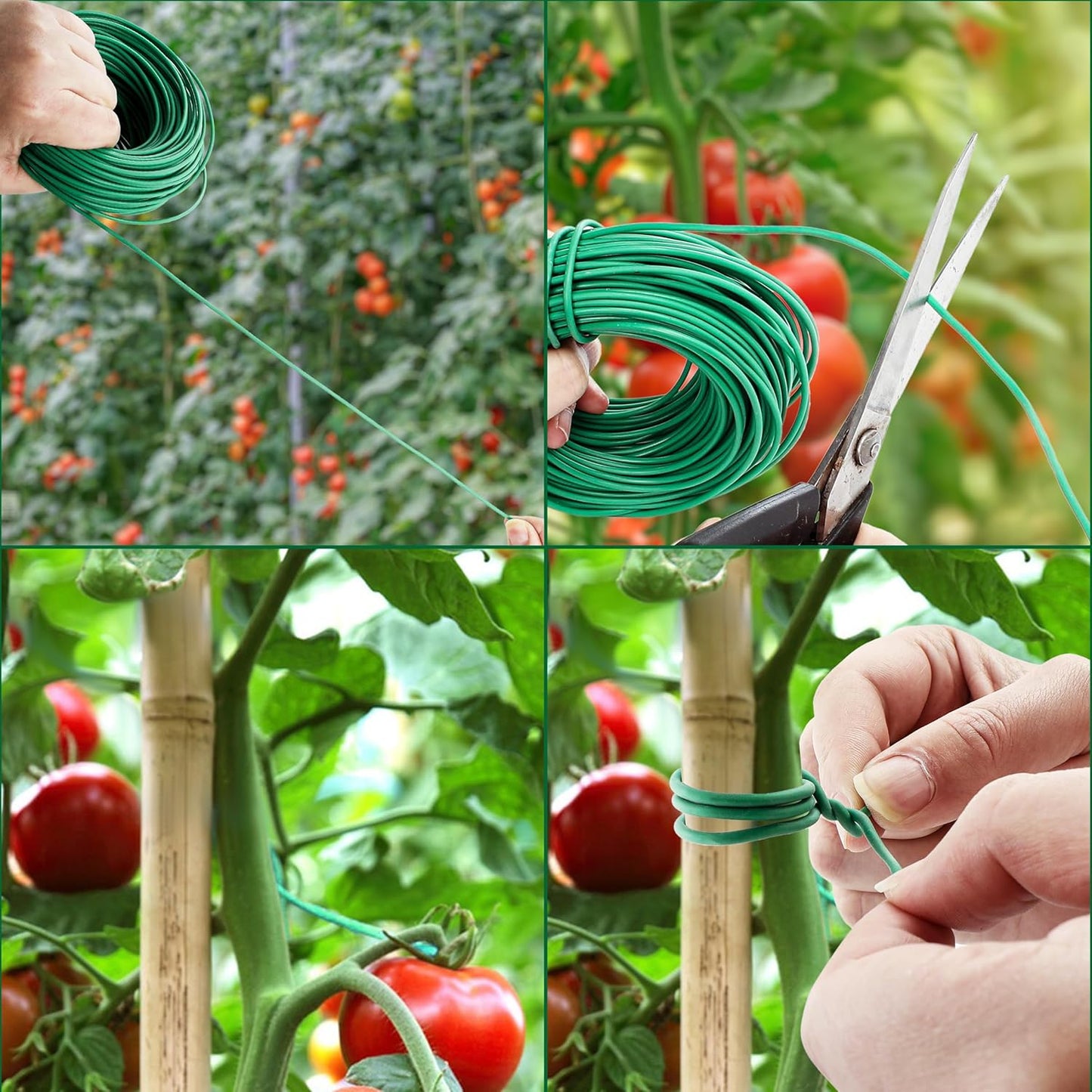 YMHB 120 Feet Green Soft Twist Tie Tomato Plant Tie, Garden Wire Green Twist Garden Ties for Supporting Plants and Home Organizing