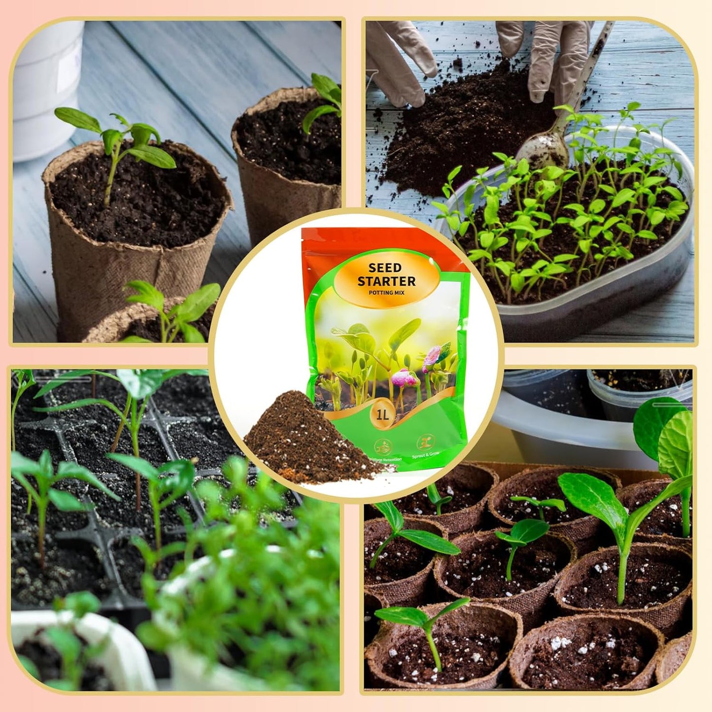 Seed Starting Soil Mix 10qt, Seed Starter Seedling Soil Ready to Use Suitable for Vegetable, Flower, Houseplant and Bonsai