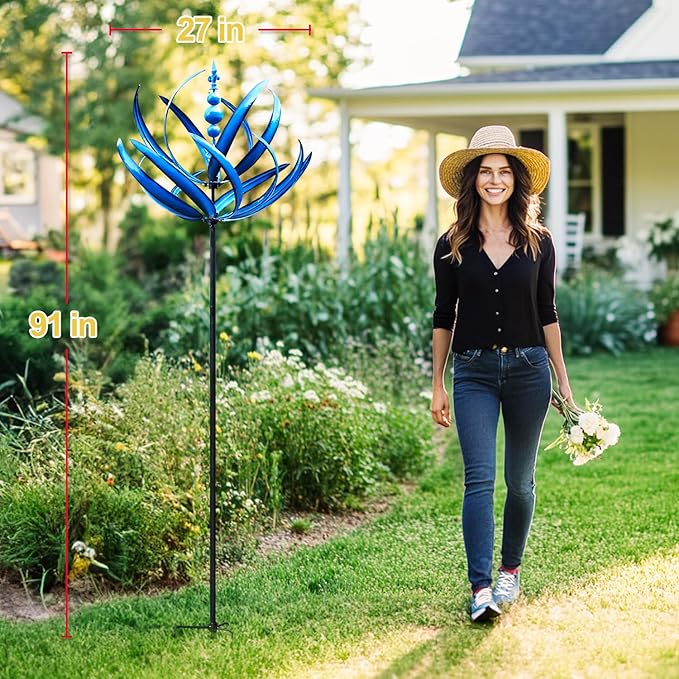 LimeHill Wind Spinner for Yard and Garden - Large Metal Kinetic Wind Sculptures, Yard Art Outdoor Decor (27 x 91 inches)