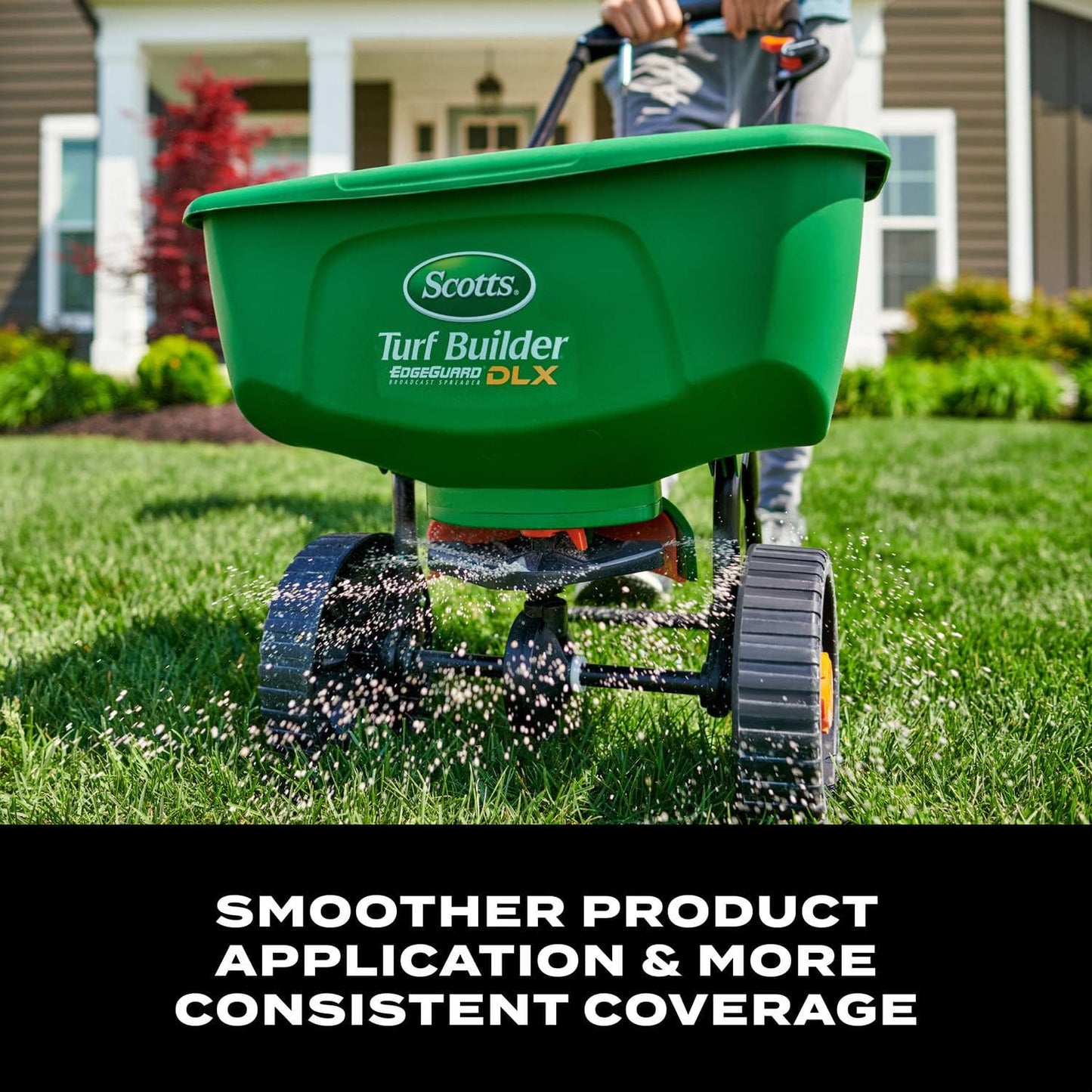 Scotts Turf Builder EdgeGuard DLX Broadcast Spreader for Seed, Fertilizer, Salt, Ice Melt, Holds up to 15,000 sq.ft. Product