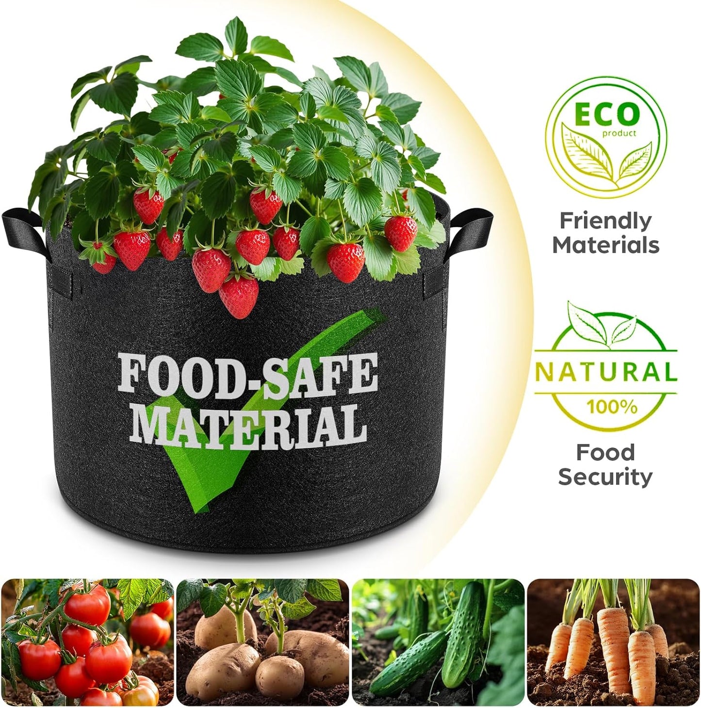 5 Pack 30 Gallon Grow Bags, Thickened Nonwoven Fabric Planter Pots with Handles, Heavy Duty 300G Garden Pots for Tomato, Potato and Vegetable