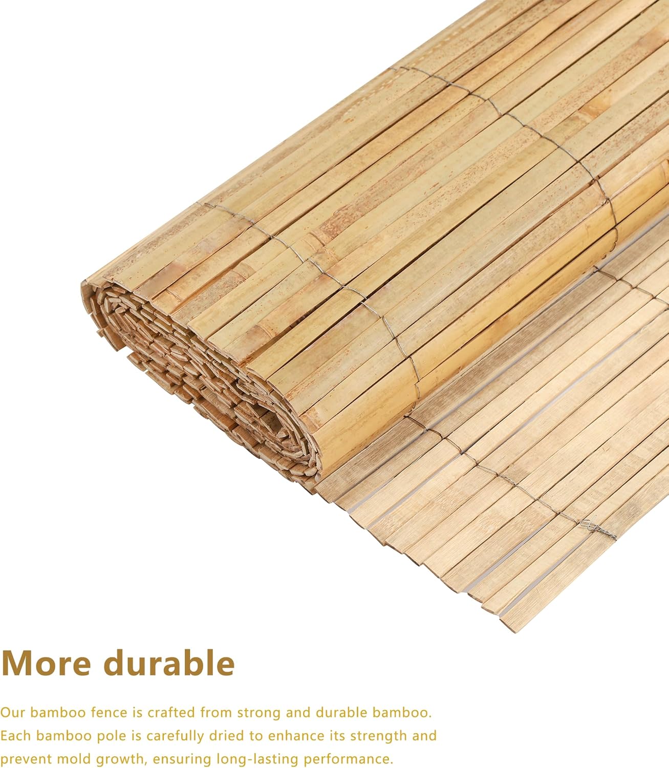 4ft x 13ft Natural Bamboo Slat Screening Roll, Outside Bamboo Privacy Fencing, Privacy Screen Panels for Garden, Outdoor