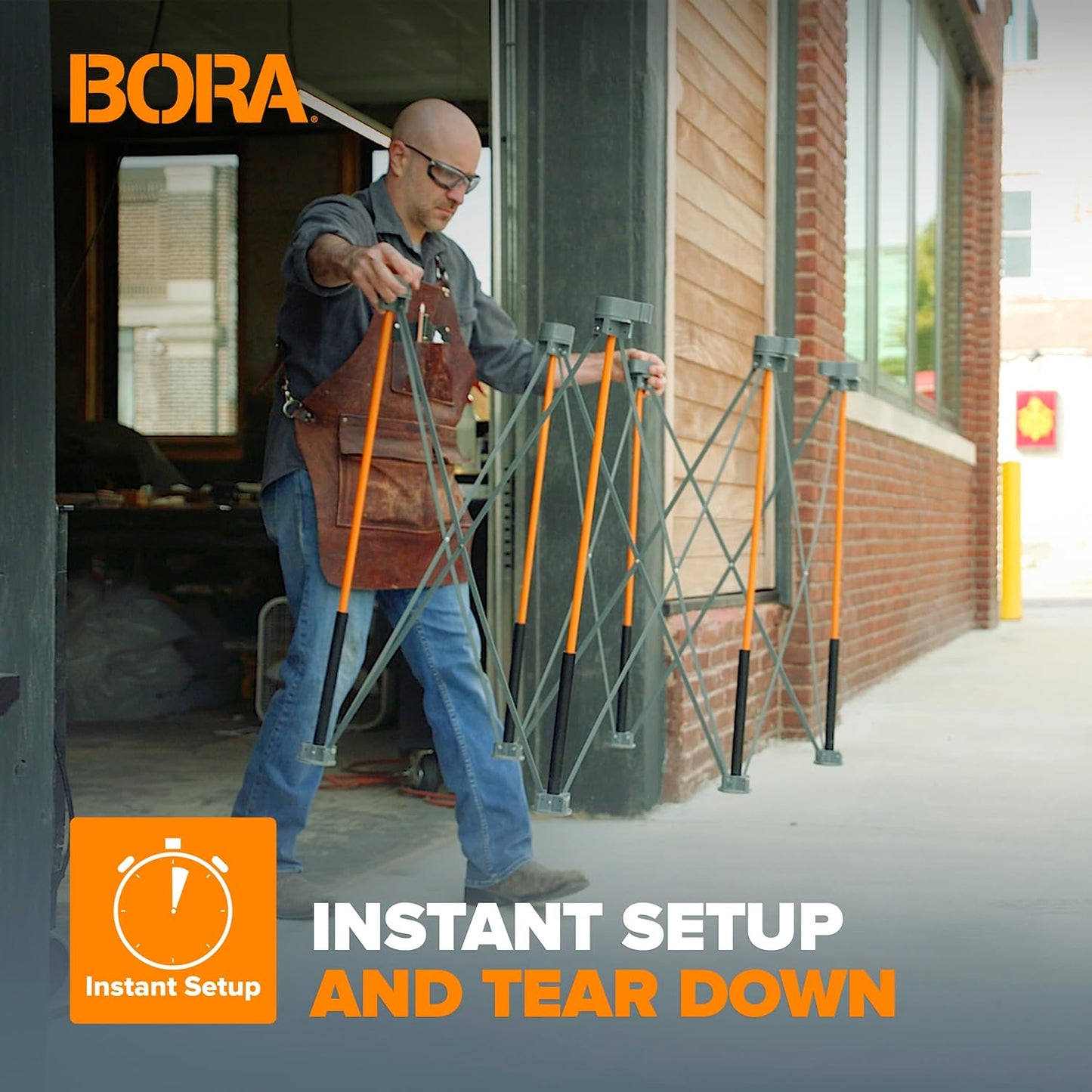 Bora Centipede 2 ft. L x 4 ft. W x 2.5 ft. H Folding Work Table Steel 1500 lb. capacity Gray/Yellow