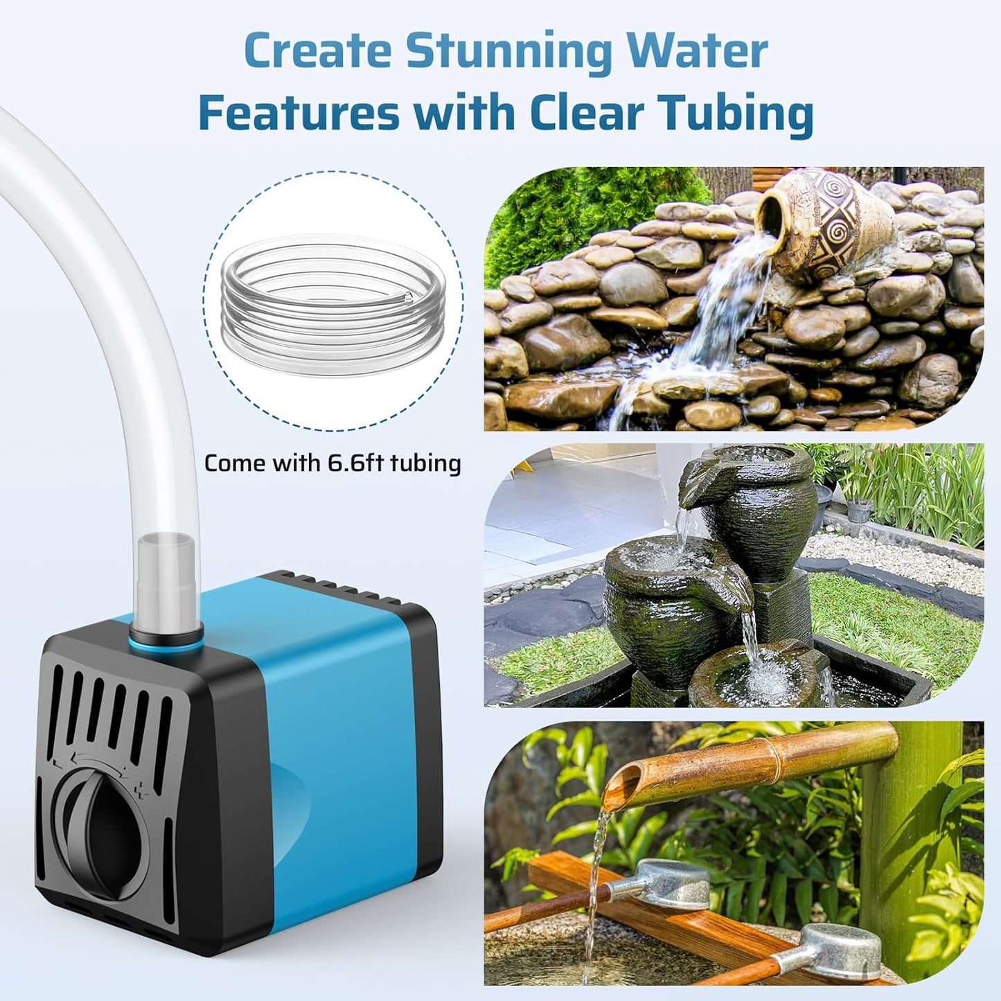 POPOSOAP 10W Solar Water Fountain Pump, Solar Powered Water Pump with 120GPH Fountain Pump, 4 Sprayers, 16.4ft Cable, 6.6ft Tubing for Outdoor Pond,Bird Bath,Fish Tank and Garden Water Features