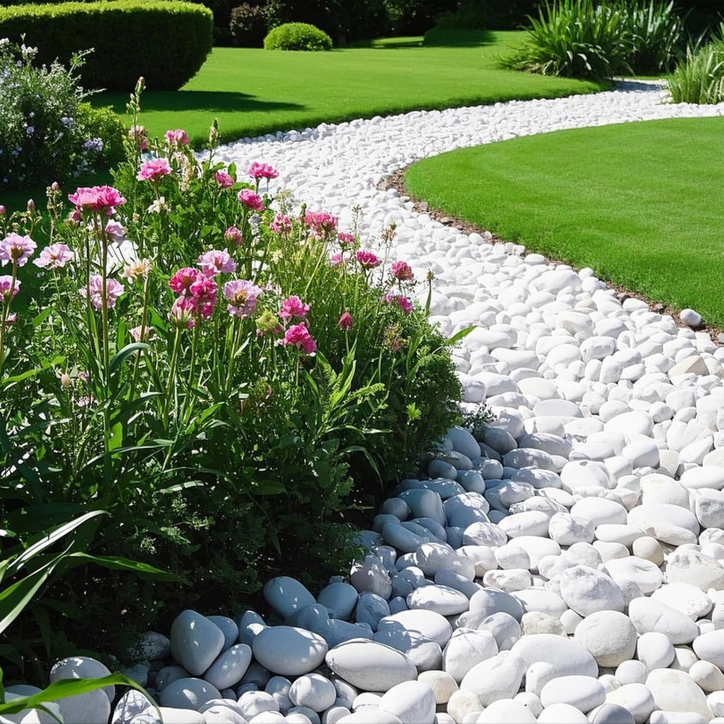 River Rocks for Landscaping, 40lbs Aquarium Rocks, 2-3 Inch White Pebbles for Indoor Plants, Natural Stones for Garden Paving Plant Rocks Crafting Walkways