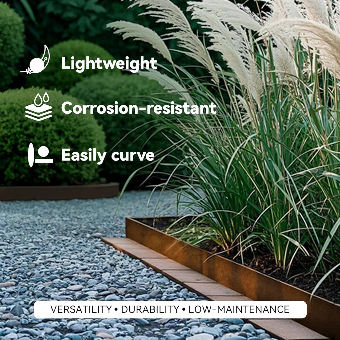 Worth Galvanized Steel Landscape Edging 4.5" x25' Metal Garden Edging Roll Flexible Bender Border with 8Pcs Stakes for Lawn, Flower Bed Edges, Rust-Like Color