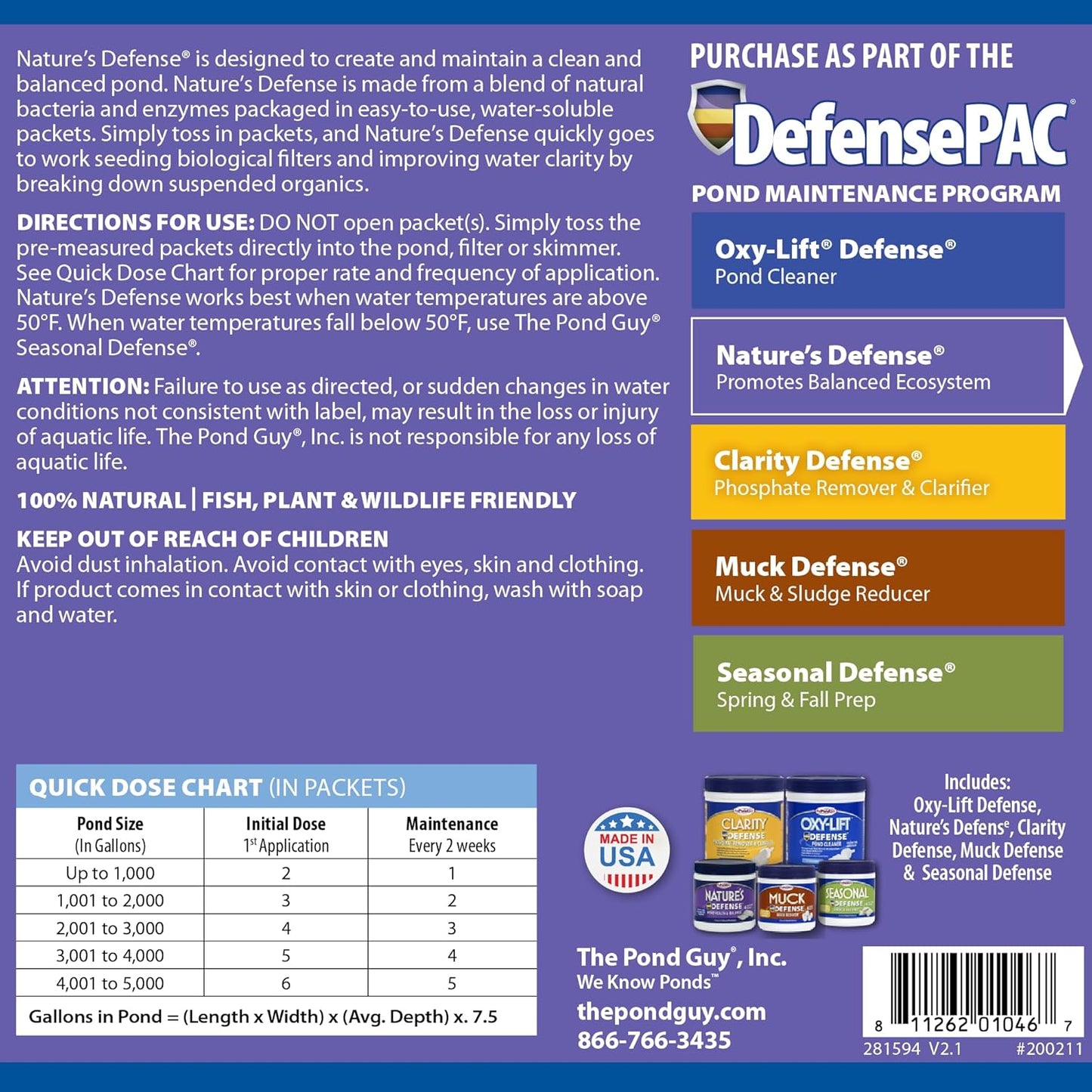 The Pond Guy Nature's Defense - 6 Packets