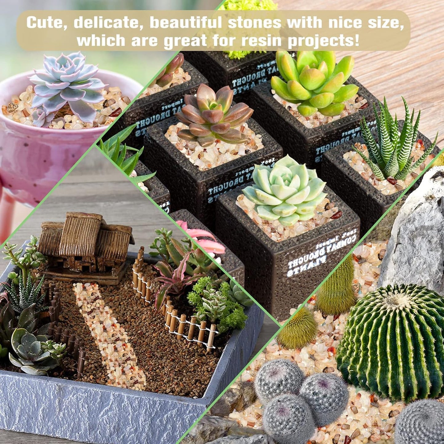 Halatool 1LB Crystal Pebbles 0.27"- 0.79" Natural Landscaping Pebbles Aquarium Gravel Decorative Polished Stone Suitable for Plants Home Decoration DIY Handmade Fish Tanks Vase Filler