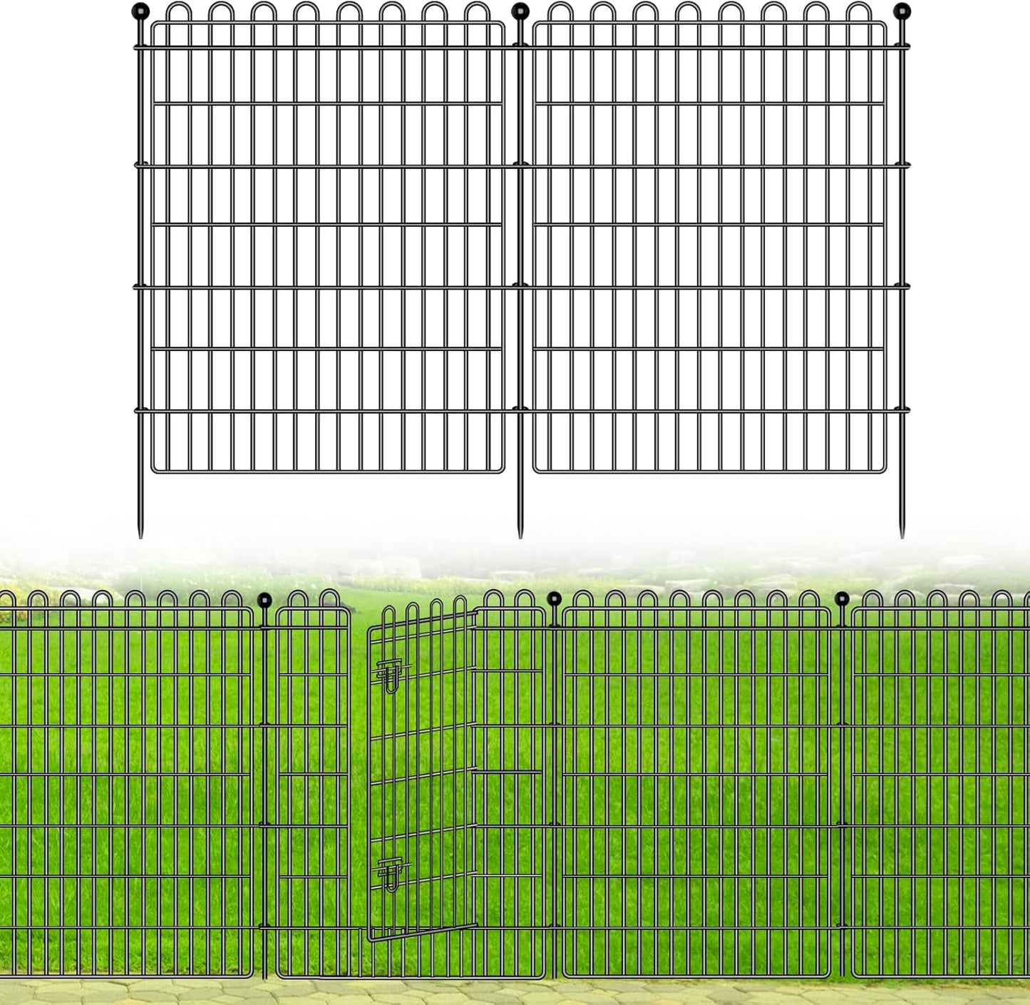 20 Panels No Dig Decorative Garden Fence with 2 Gates for Yard, 40 in(H) X 47.2 ft(L) Animal Barrier Fencing for Outdoor Dog, Metal Portable Garden Fences for Borders, Pets, Landscape, Temporary Fence