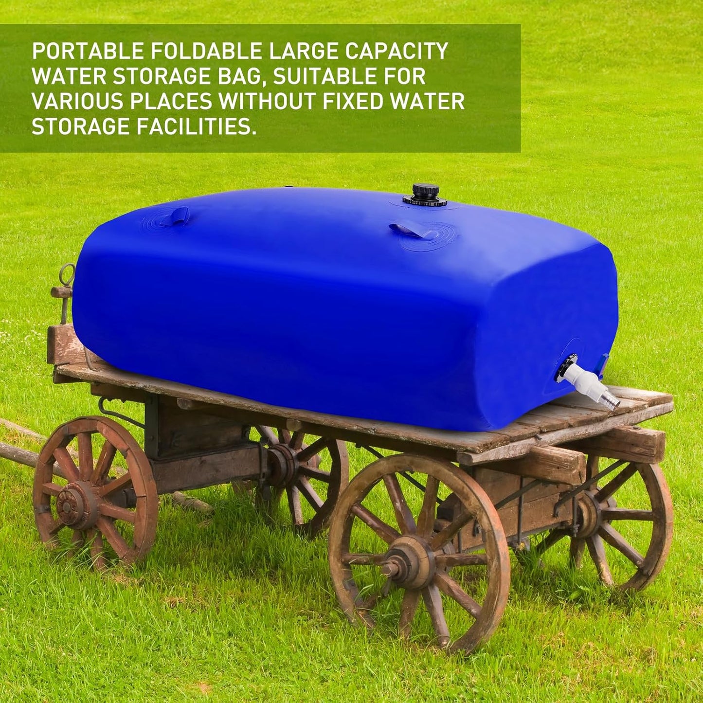 500L/132gal Foldable Water Bladder Storage Container - Large Capacity Soft Water Bag for Drought Resistance, Fire Prevention, and Emergency Water