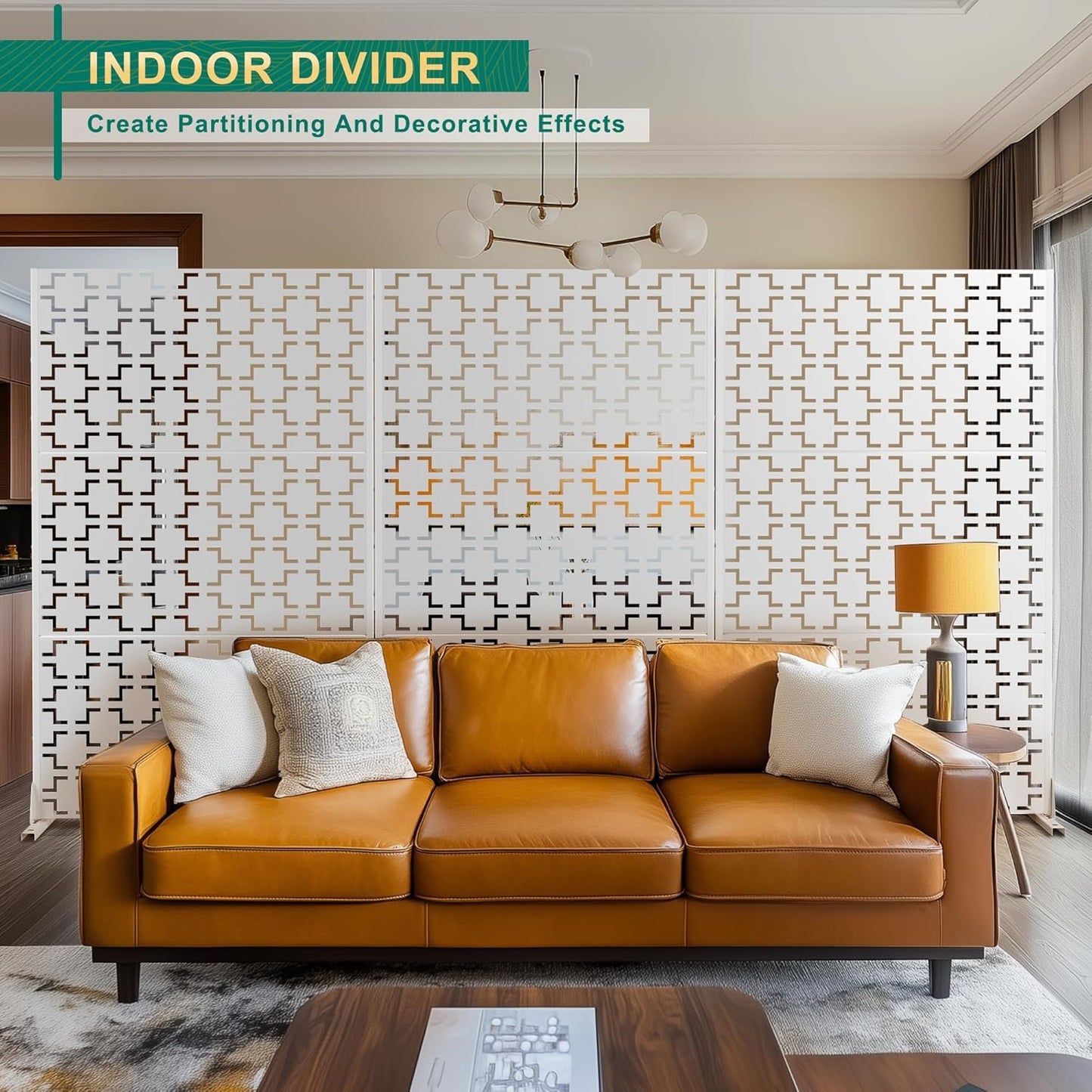 72" H×47" W Metal Privacy Screen Outdoor Privacy Screen Freestanding, Outdoor Privacy Screens and Panels for Patio Lawn Deck(Consists of 3 Panels)