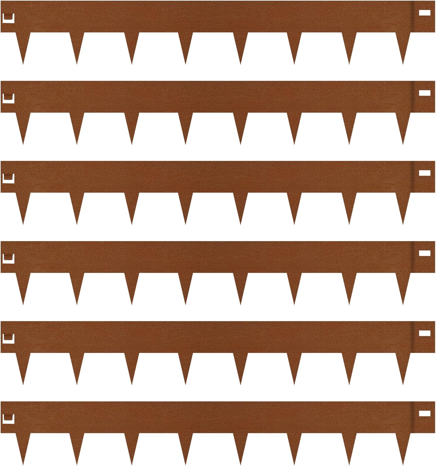 Worth Garden 6-Pack 6" H. Corten Steel Landscape Lawn Edging (20Ft Total) - Rust Patina Finish 18-Gauge Bendable Metal Strips - Hammer-in Edging Border - Buckle Connection - Yard Pathway Divider