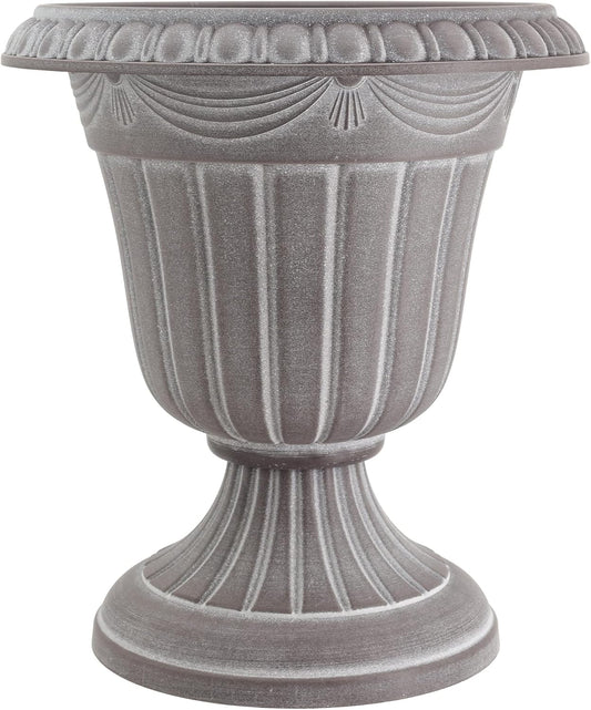 PL00CW Classic Traditional Plastic Urn Planter Indoor/Outdoor, 16" x 18", White Wash