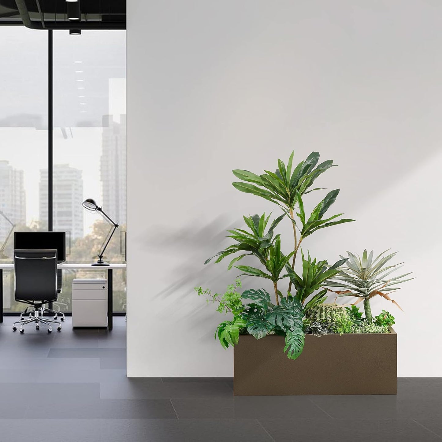 Metallic Heavy Long and Large Outdoor/Indoor Planter Box, 38”Lx15”Wx15”H, 40Pounds, Espresso