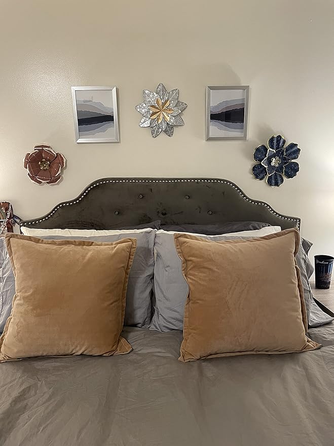 EASICUTI Blue Metal Flower Wall Decor Boho Metal Wall Art Decorations Hanging for Indoor Outdoor Home Bathroom Patio Fence Garden Bedroom Living Room Or Wall Sculptures 12 Inch