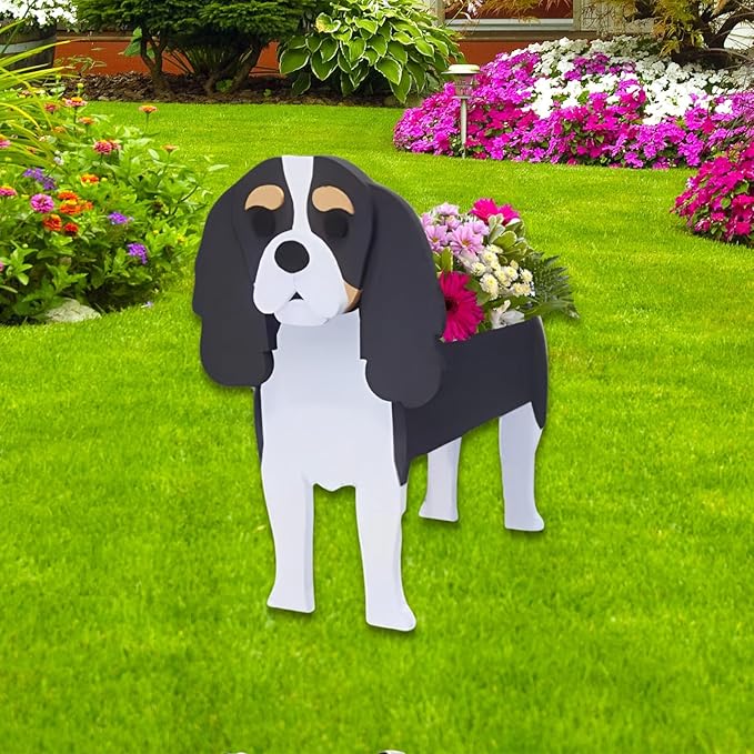 Cavalier King Charles Spaniel Dog Planter Plant Pots,Cute Garden Dog Flower Planter,Dog Planters Birthday Gifts for Women,Office,Indoor/Outdoor Decor（9.45 * 8.66 * 13.39in）