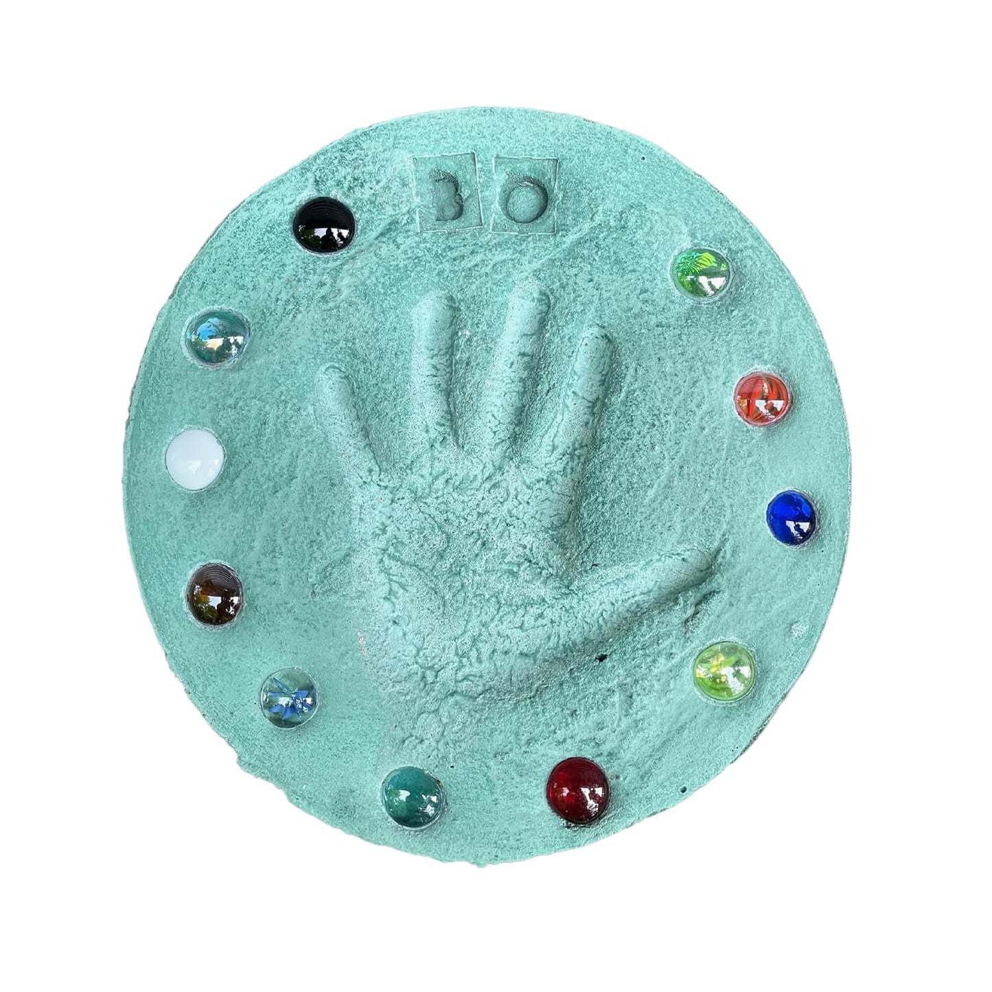 DIY Stepping Stone Kit with Color Pigment, Handprint Stepping Stone, Mother's Day Gift, Footprint Stepping Stone (10 Inch + Stamp Set, Green)