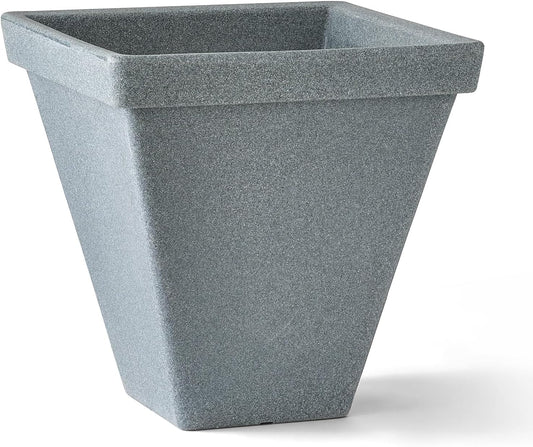 ARBORA 20" Mykonos Square Polyresin Indoor and Outdoor Planter with Stone Blend Concrete Finish - Durable, Weatherproof, Lightweight, Large Plant Pot for Patio, Garden, Deck, Entryway
