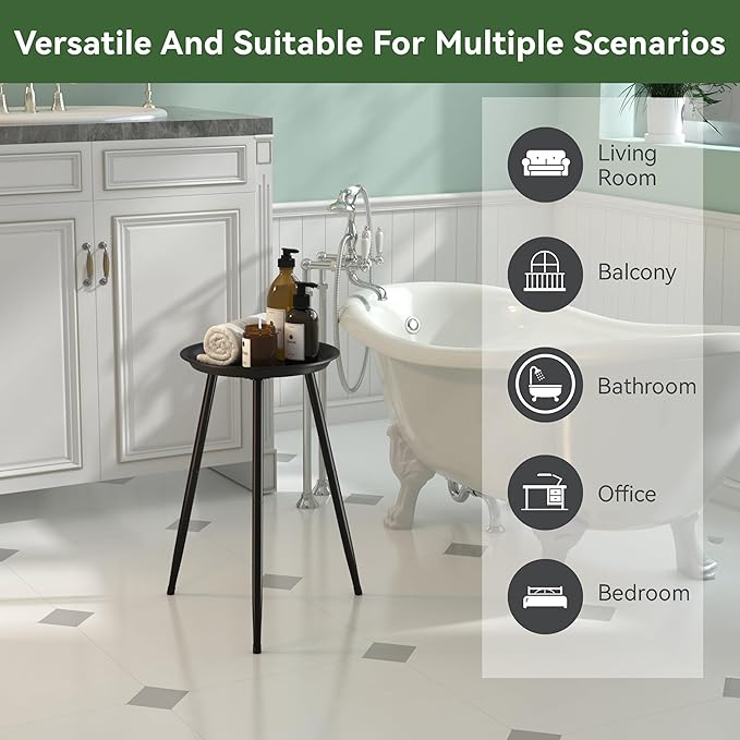 Indoor Plant Stand 20.8" Metal Mid Century Tall Plant Table for Flower Pots,Modern Plant Stand for Indoor Plants Outdoor Small Round Side for Home Decor Shelf Heavy Duty Plant Holder End Table Black