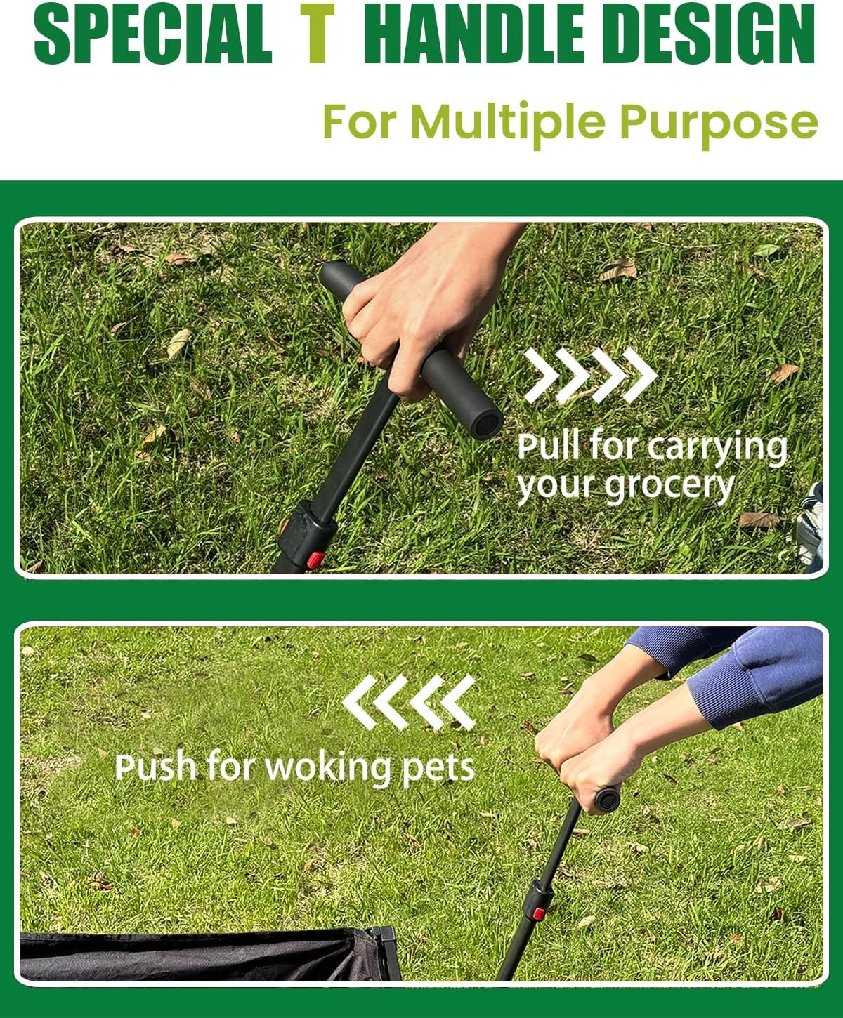 Collapsible Wagon, Foldable Wagon with Tailgate Extended, 360lbs Heavy Duty, Portable Lightweight Utility Wagon for Grocery, Camping, Garden, Sports, Black T