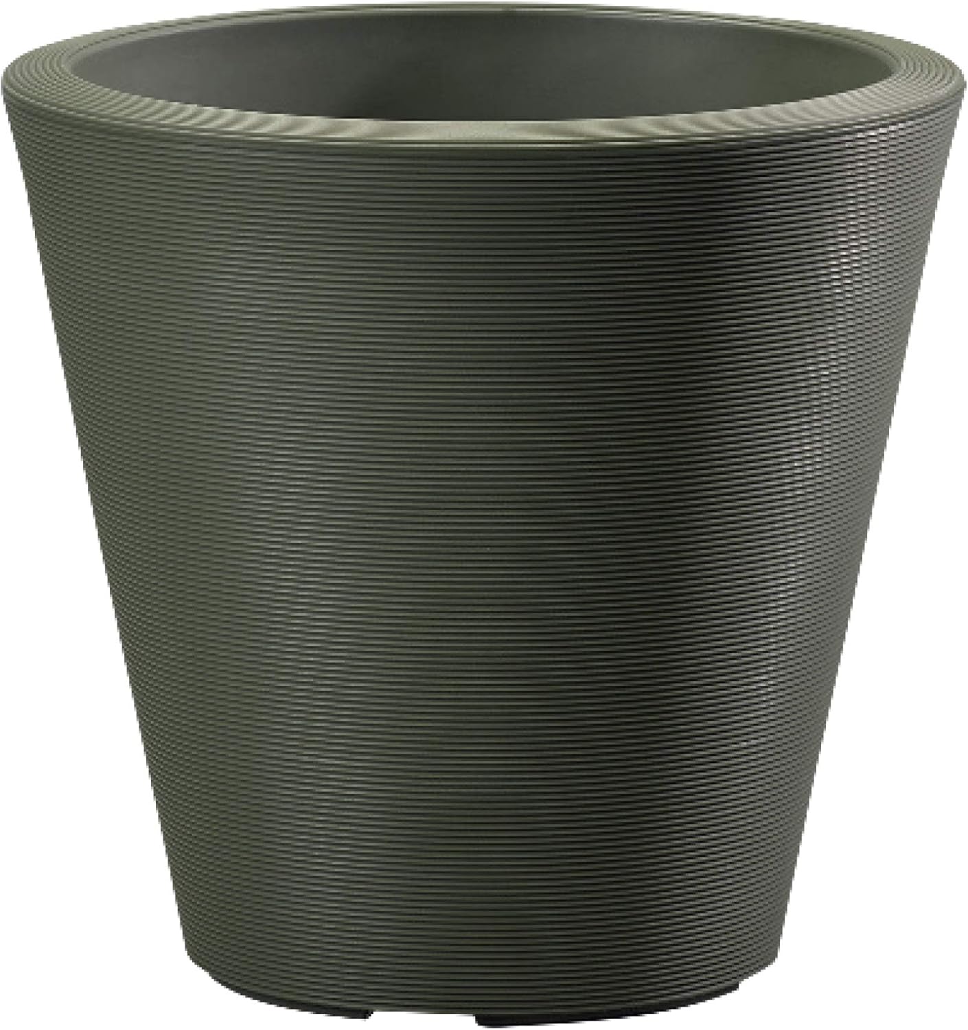 Crescent Garden Madison Planter– Weather-Resistant, Double Walled Indoor/Outdoor Plant Pot with Drain Hole – Durable All-Season Flower Container, 14" W (Olive)