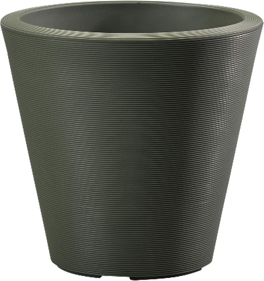 Crescent Garden Madison Planter– Weather-Resistant, Double Walled Indoor/Outdoor Plant Pot with Drain Hole – Durable All-Season Flower Container, 16" W (Olive)
