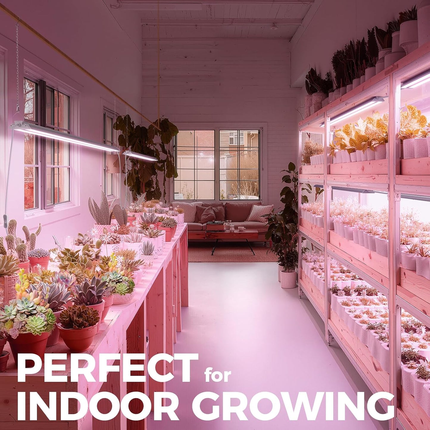 Barrina TX72 4FT Grow Lights for Seed Starting, 72W(500W Equivalent), High PPFD, Full Spectrum, Linkable, Hanging Light Fixture, Grow Lights for Indoor Plants, Vegetables with On/Off Switch, 1 Pack