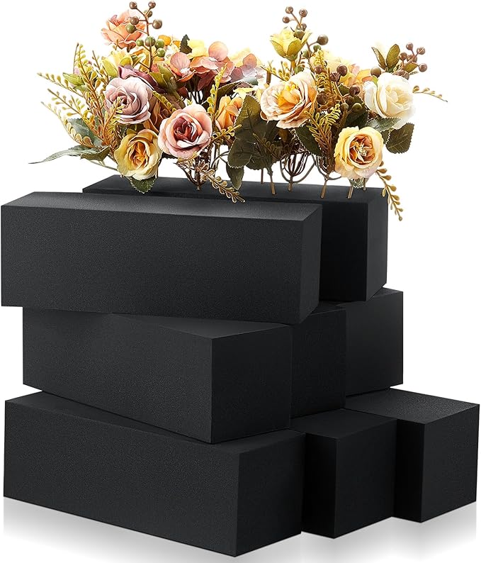Lallisa 8 Pcs Reusable Floral Foam Blocks 9 x 3 x 3 Water Weather Resistant Dry Floral Foam for Artificial Flower Arrangements Outdoor Flower Boxes Outside Hanging Planters Wedding Home Decor (Black)
