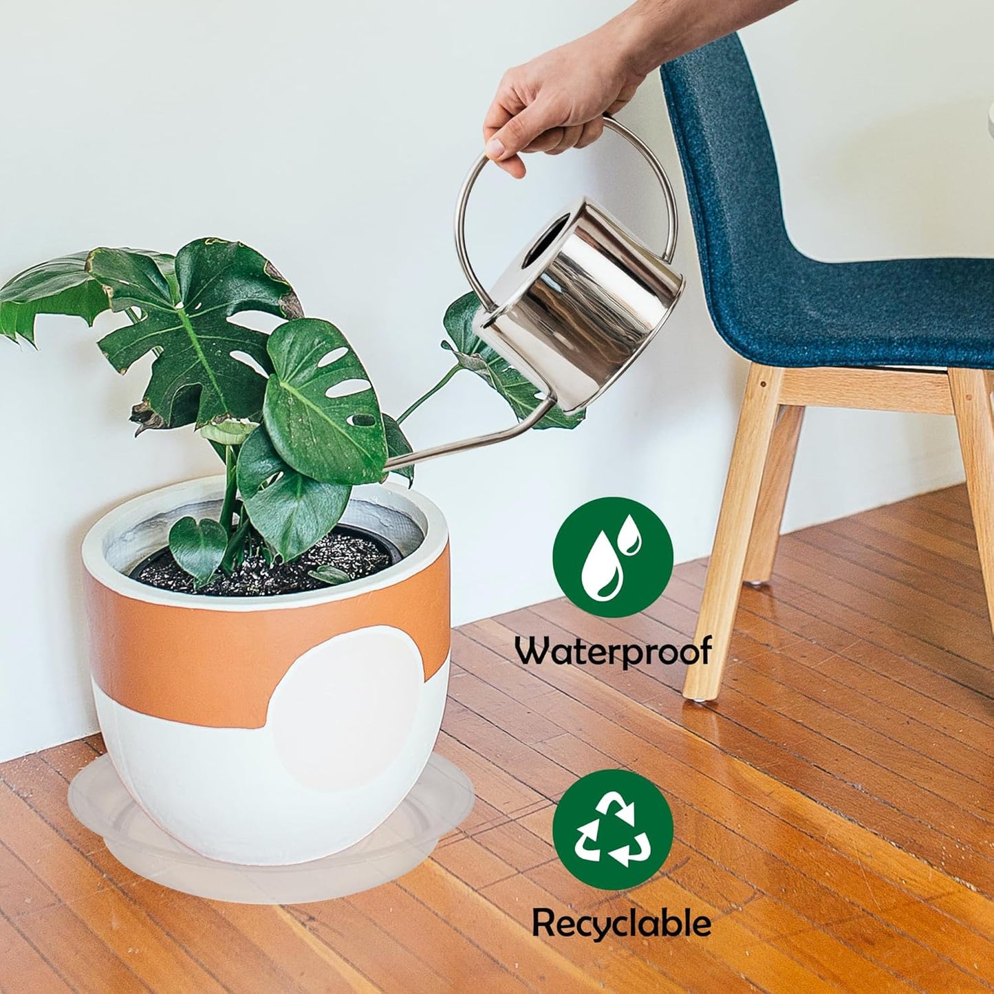 8 Pack 16 Inch Round Plant Saucers for Less 14Inch Pot Indoors Outdoors Plant Trays for Pots Planter Saucer Plastic Plant Drip Tray Flower Planter Water Tray for Potted Plants(Clear, 16"(8pcs))