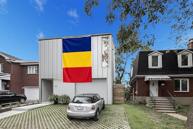 Romania Extra Large Flag 12x18FT Giant Romanian National Polyester Banner With 5 Grommets Fade Resistant Vivid Color For Patriotic Festival Events Party Decoration (Romania, 12x18FT)