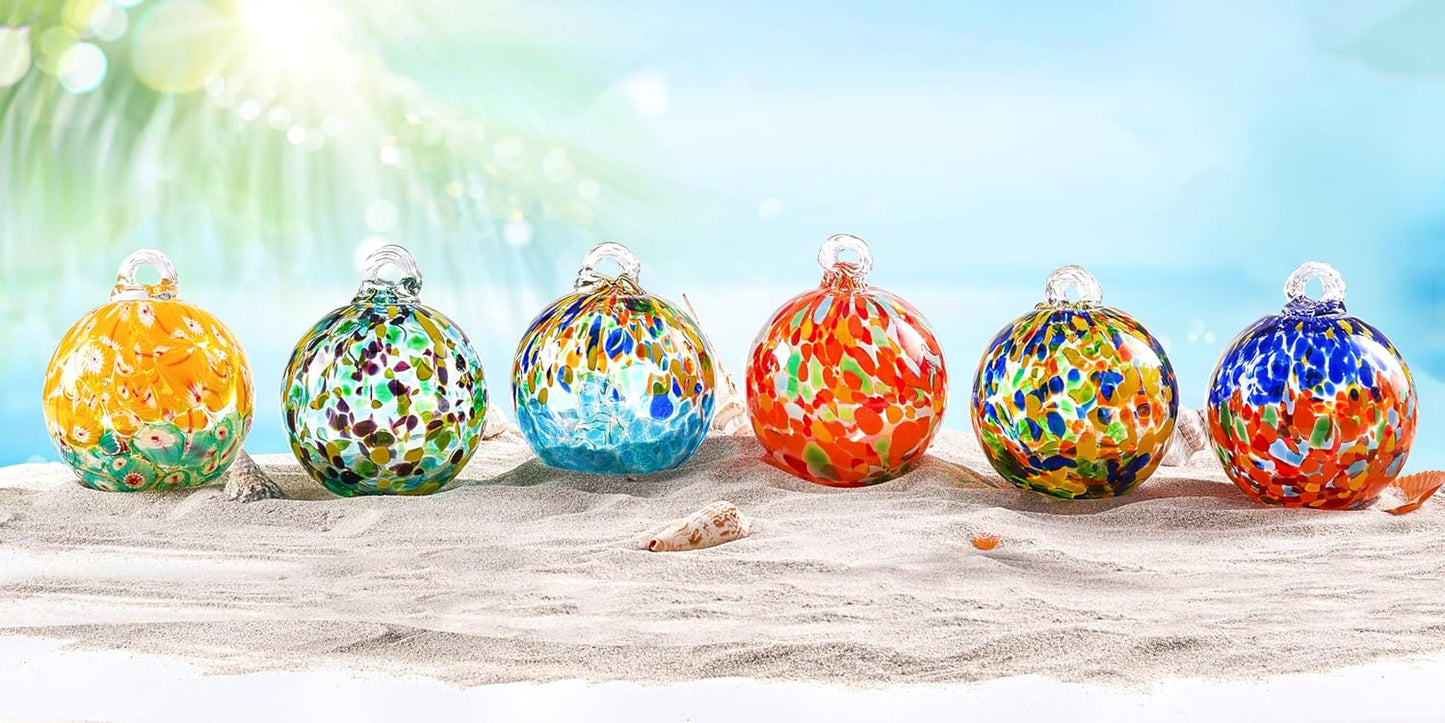 EUSTUMA Hand Blown Glass Witch Ball,Glass Ball Ornament Hanging Garden Gazing Ball Indoor Outdoor Home Décor. (6)