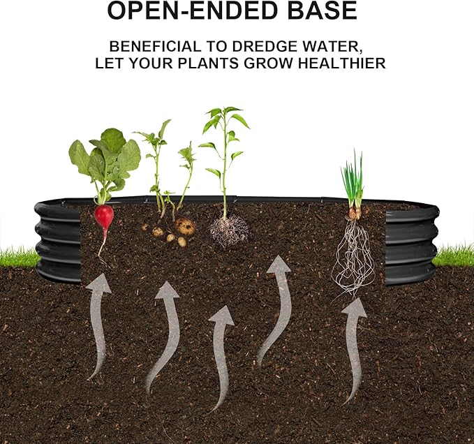 Raised Garden Bed Galvanized Planter Box Outdoor, Rot-Resistant Metal Garden Bed Planter for Vegetables Flower Herb (6.5ft, Black)