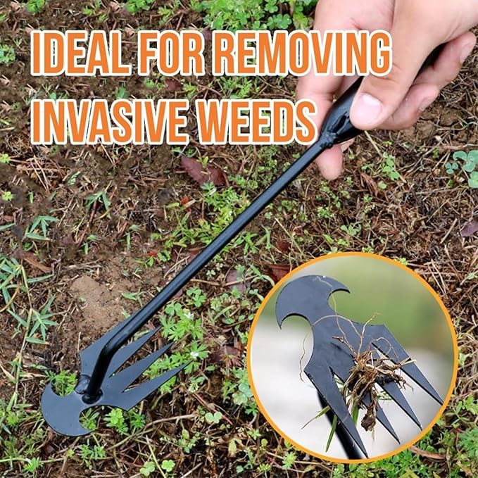 MOTEERLLU Weeding Artifact Uprooting Weeding Tool Gardening, 4-Claw Manganese Steel Weed Puller Garden Hand Weeder Tools, Weed Picker Grass Remover Tool
