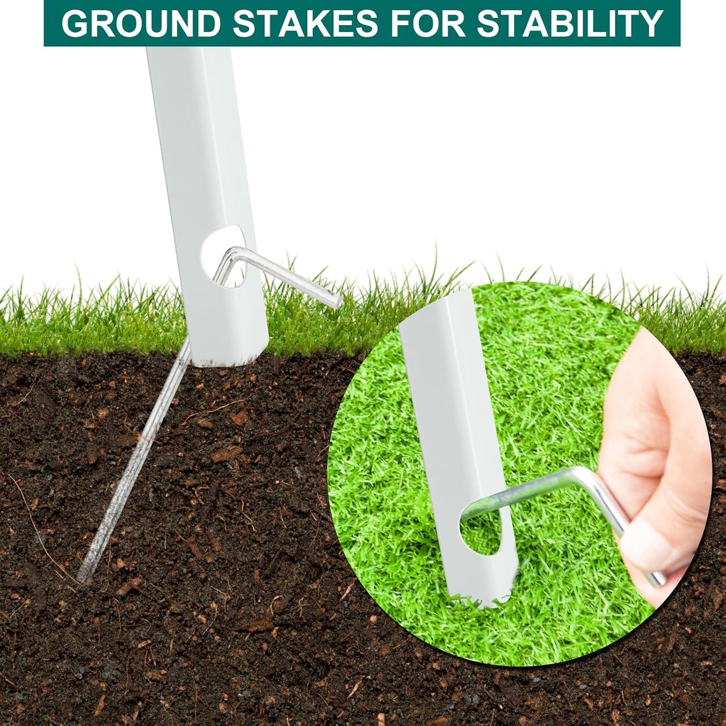 VINGLI 8FT Ornamental Windmill Backyard Garden Decoration Weather Vane, Heavy Duty Metal Wind Mill w/ 4 Legs Design,White