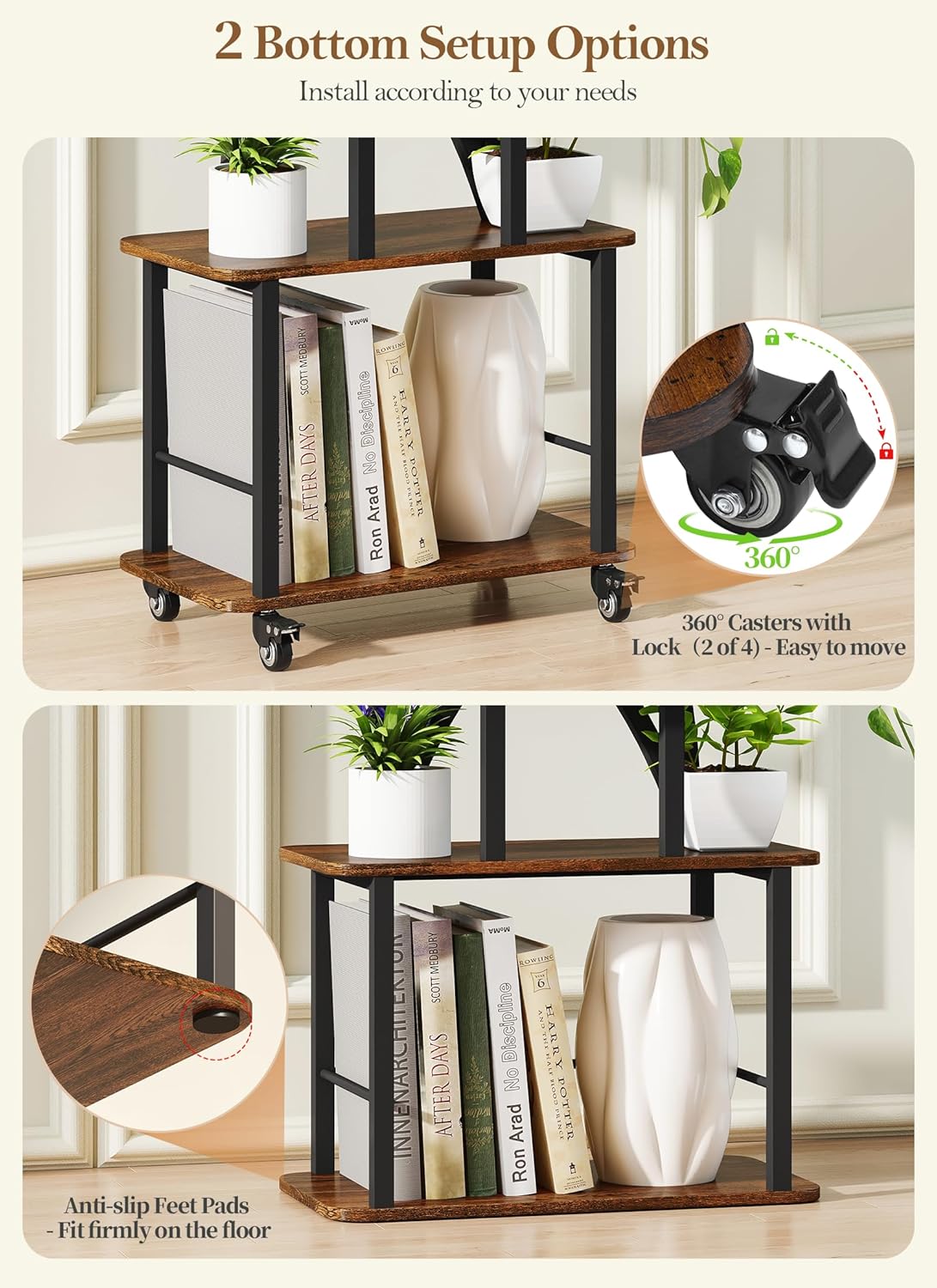 Plant Stand Indoor with Grow Lights 2 Pack Plant Stands Indoor 8 Tiered 64" Tall Plant Shelf for Indoor Growing Multiple Corner Metal Flower Holder Home Decor Display Shelves for Living Room Patio