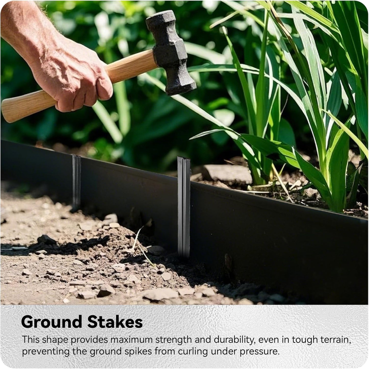 Worth Galvanized Steel Landscape Edging 8" x25' Metal Garden Edging Roll Flexible Bender Border with 8Pcs Stakes for Lawn, Flower Bed Edges, Black