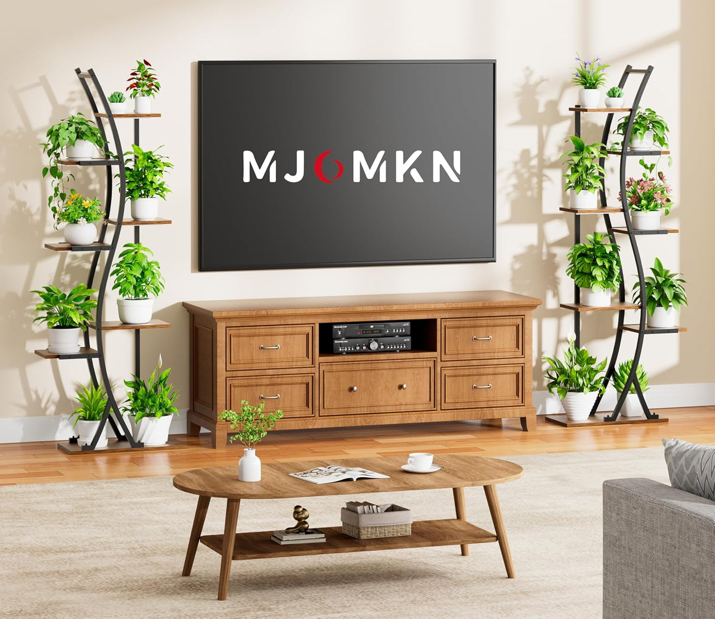 Tall Plant Stand Indoor with Grow Light, 62" 7 Tiered Plant Shelf Holder, Metal Large Corner Shelves Display Rack Flower Stand for Living room, Patio, 2 Pack