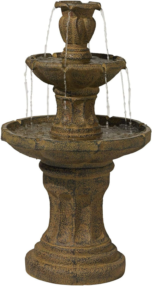 Tuscan Garden 41 1/2" High Large Traditional Italian Indoor Outdoor Decor Dark Faux Stone Floor Fountain Waterfall Tiered Standing Water Feature for Outside Patio Yard Backyard Porch - John Timberland
