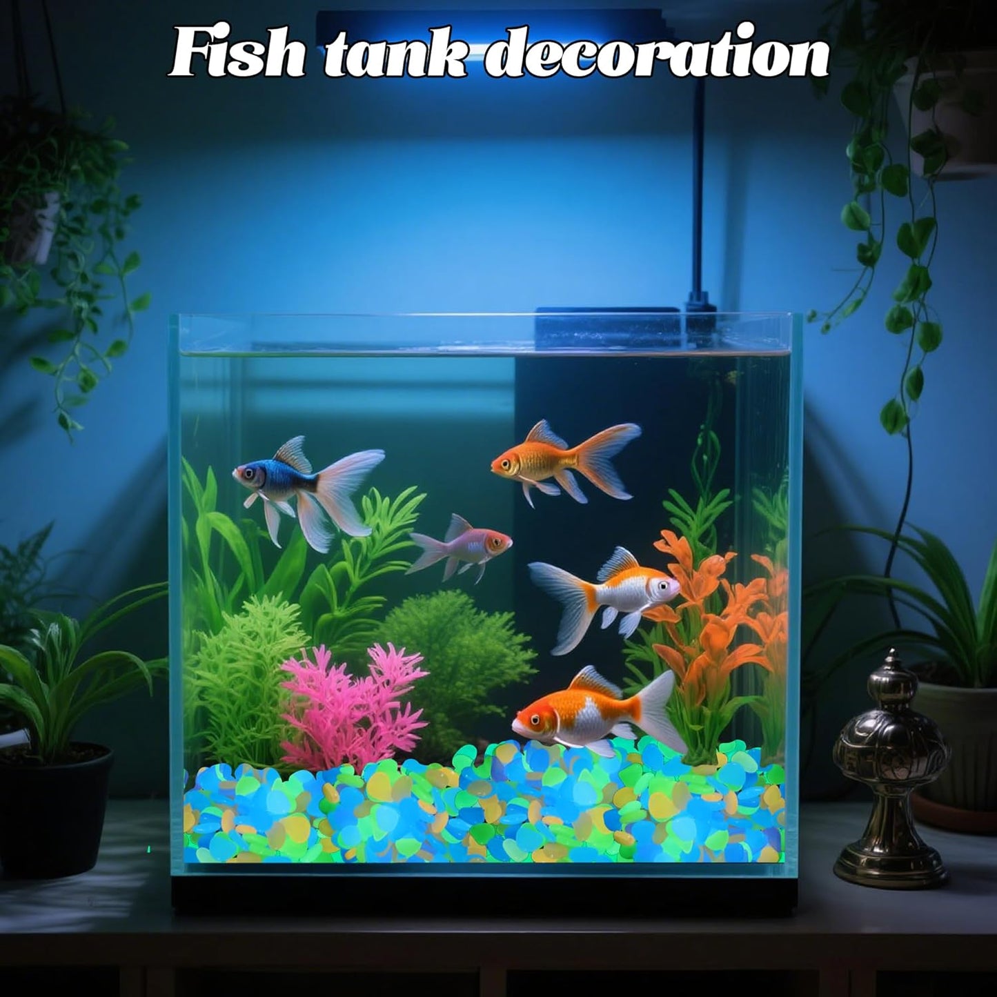 1.4LB 25-27mm Colorful Luminous Stones Fish Tank Glow Rocks Glow in The Dark Rocks Outdoor for Garden Path Walkway Yard Fish Tank Plant Pots